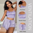 thumbnail image 4 of Conjunto de 2 pijamas de verano para mujer, sudadera y pantalones cortos sin mangas, con cuello redondo Camiseta sin mangas, ropa de estar elástica, suave, 4 of 5