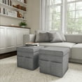 thumbnail image 6 of Lavish Home Set of Two 15-inch Folding Ottomans with Storage Pockets (Dark Gray), 6 of 7