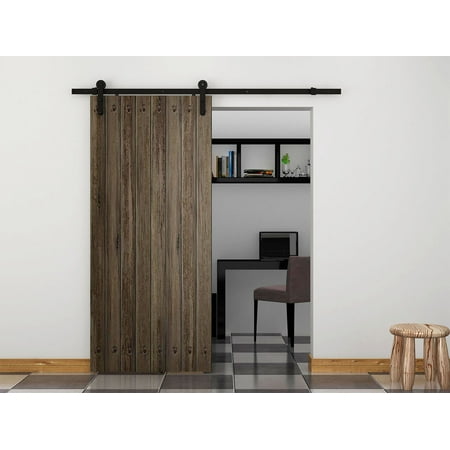 6 Foot Sliding Barn Door Hardware Kit Black Steel Tsq04 Walmart Com