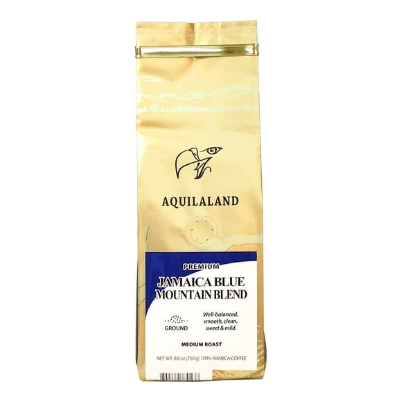 Jamaica Blue Mountain, Premium Blend, Medium Roast, 8.8 Ounce Bag (Ground Coffee)