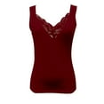 thumbnail image 4 of Red Tshirts for Women's Summer V Neck Solid Color Sexy Lace Camisole Vest Womens Tank Tops, 4 of 5