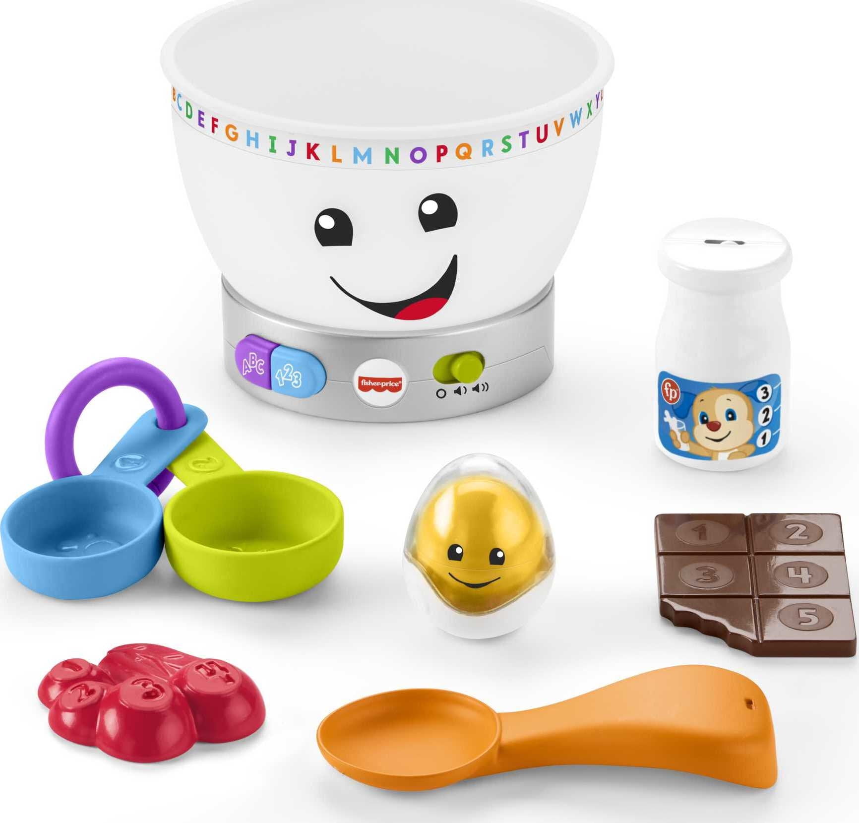 Fisher-Price Mixing Bowl Learning Toy with Pretend Food, Lights & Music, Baby and Toddler Toy