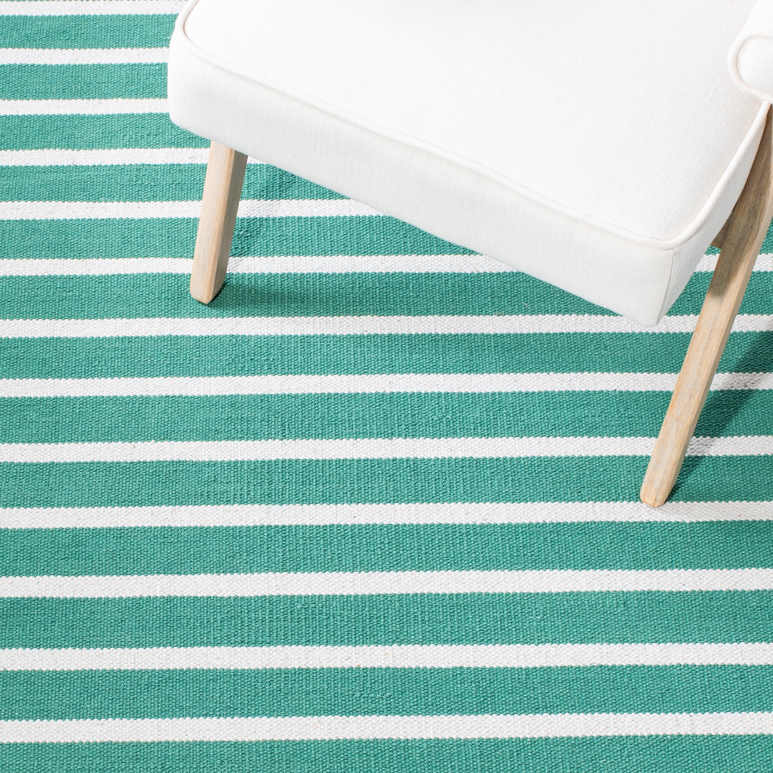 SAFAVIEH Montauk Amadine Striped Cotton Area Rug, Dark Green/Ivory, 9' x 12'