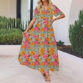 thumbnail image 5 of Wiyuqeen Summer Dresses for Women 2025 Short Sleeve Floral Dress Button V Neck Maxi Dress Casual Pleated Tunic Maxi Dresses, 5 of 9