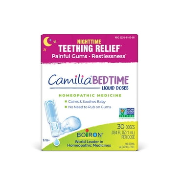 Boiron Camilia Bedtime Teething Drops for Nighttime Relief of Painful, Restlessness, 30 Single Liquid Doses