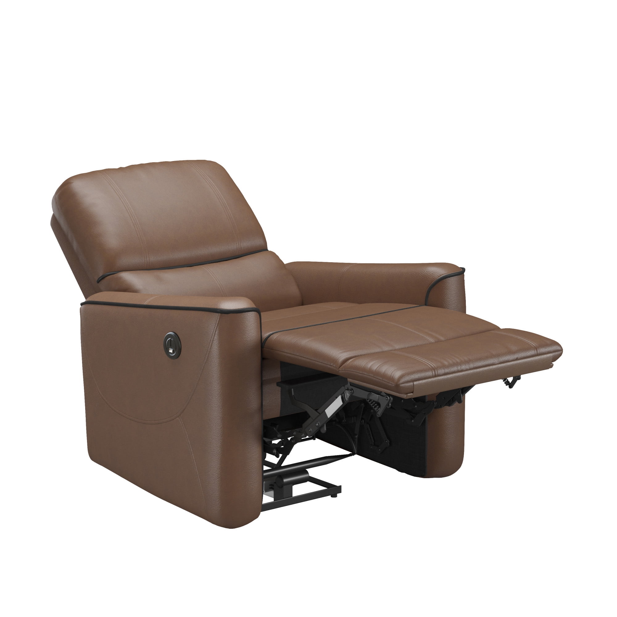 Hillsdale Provenza Faux Leather Power Recliner with USB Port, Saddle Brown