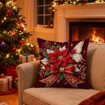 Christmas Pillow Covers for Decorations 18x18" Christmas Decorative Pillow Cases with Soft Fabric Hidden Zipper for Couch Sofa Bed, Soft and Breathable Home Decors Cushion Covers