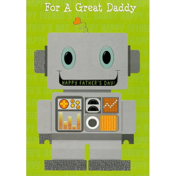 Designer Greetings Cute Silver Robot Juvenile / Kids Father's Day Card for Daddy