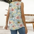 thumbnail image 3 of Gibobby Camiseta sin mangas con cuello cuadrado para mujer, informal, sin mangas, con dobladillo curvo plisado(Azul claro,G), 3 of 5