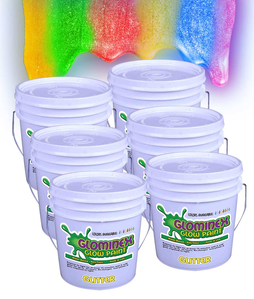 Glominex Glitter Glow Paint Gallons Assorted