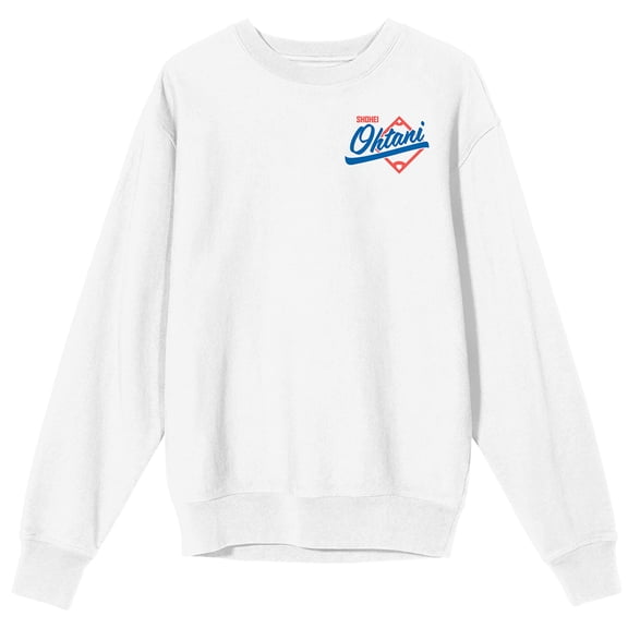 Shohei Ohtani Baseball Sports Number 17 Adult White Crew Neck Long Sleeve Sweatshirt-Medium
