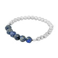 thumbnail image 4 of Faceted Geometric Blue Lapis Circles Round Sterling Silver Beaded Band Ring-7, 4 of 5