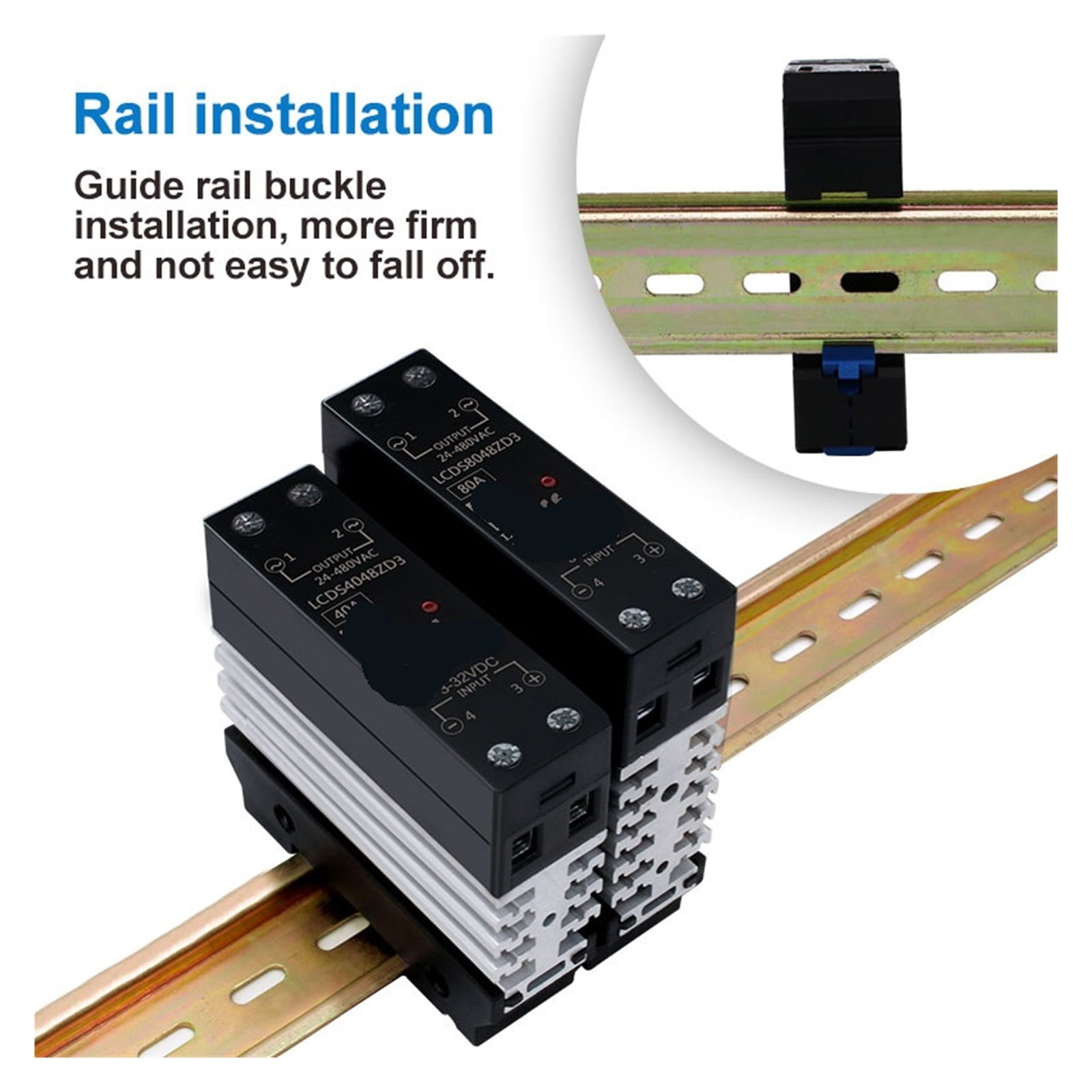EJYWPSWD Solid State Relay Single Phase Din Rail Mounted Slim Relay with Heat Sink 10a 25a 40a 50a 60a 80a