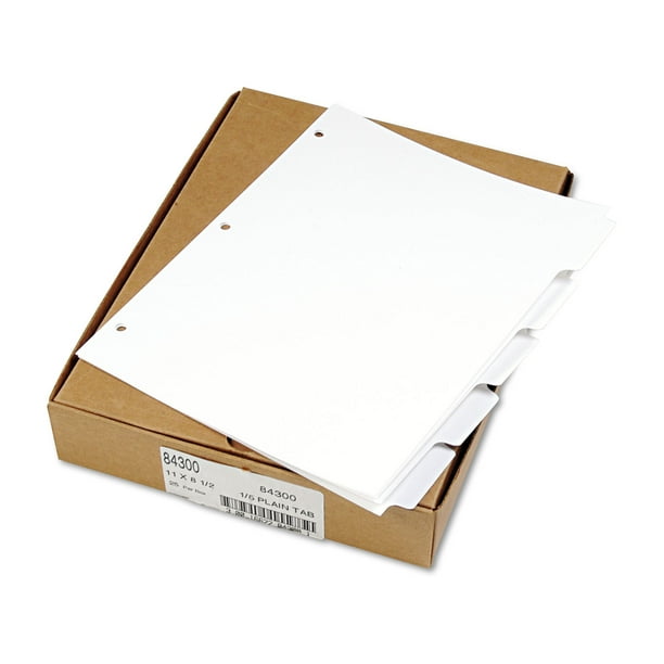 80000 Series Blank Side Tab Dividers, 5Tab, Ltr, White, 3Hole Punched