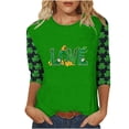 thumbnail image 1 of Camiseta de Cuello Redondo de Impresión Casual de Manga Superior de 3/4 de las Mujeres, Poliéster Ligero para la Fiesta de Verano de Primavera Y Diario, 1 of 1