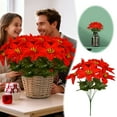 thumbnail image 2 of 1 Pcs Artificial Poinsettia Flowers 14in Red Christmas UV Resistant for Outdoor Indoor Garden Porch Home Xmas Decorations, 2 of 6