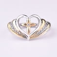 thumbnail image 4 of Anillo con microincrustaciones en forma de corazón europeo y americano con Dios anillo bicolor para mujer, 4 of 5