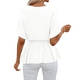 thumbnail image 3 of Women Summer V Neck Shirt Short Sleeve Tie Casual T Shirt Top, 3 of 4