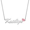 Personalized Women's Script Name with Enamel Heart Necklace