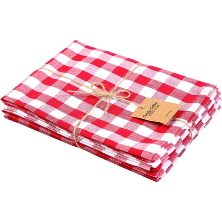 

Candy Cottons 100% Cotton Cloth Napkins 6 Piece 100% Pure Cotton 18 x18 Table Napkin Dinner Napkins Gingham Checks Red and White