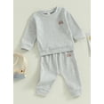 thumbnail image 3 of Wassery 2Pcs Baby Boys Girls Clothes Toddler Fall Outfits Long Sleeve Rainbow Embroidery Waffle Sweatshirt + Long Pants Set 0-3 Years, 3 of 9