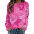 thumbnail image 2 of Qertyioot Sweat-shirt Valentine for Femmes, Mode Femme Manches Longues Col Rond Impression Blouse en Vrac Tops, 2 of 4