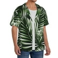 thumbnail image 4 of KLL Tropical Palm Leaves1 Print Men's Shirt Short Sleeve Button Down Summer Cuba Beach Shirts- Medium, 4 of 7