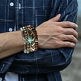 thumbnail image 4 of Huepoe 5Pcs Braided Bracelet Set - Bohemian Wooden Bead, Turtle Pendant, Faux Turquoise Stone, Unisex Wrist Jewelry for Women Men, 4 of 7