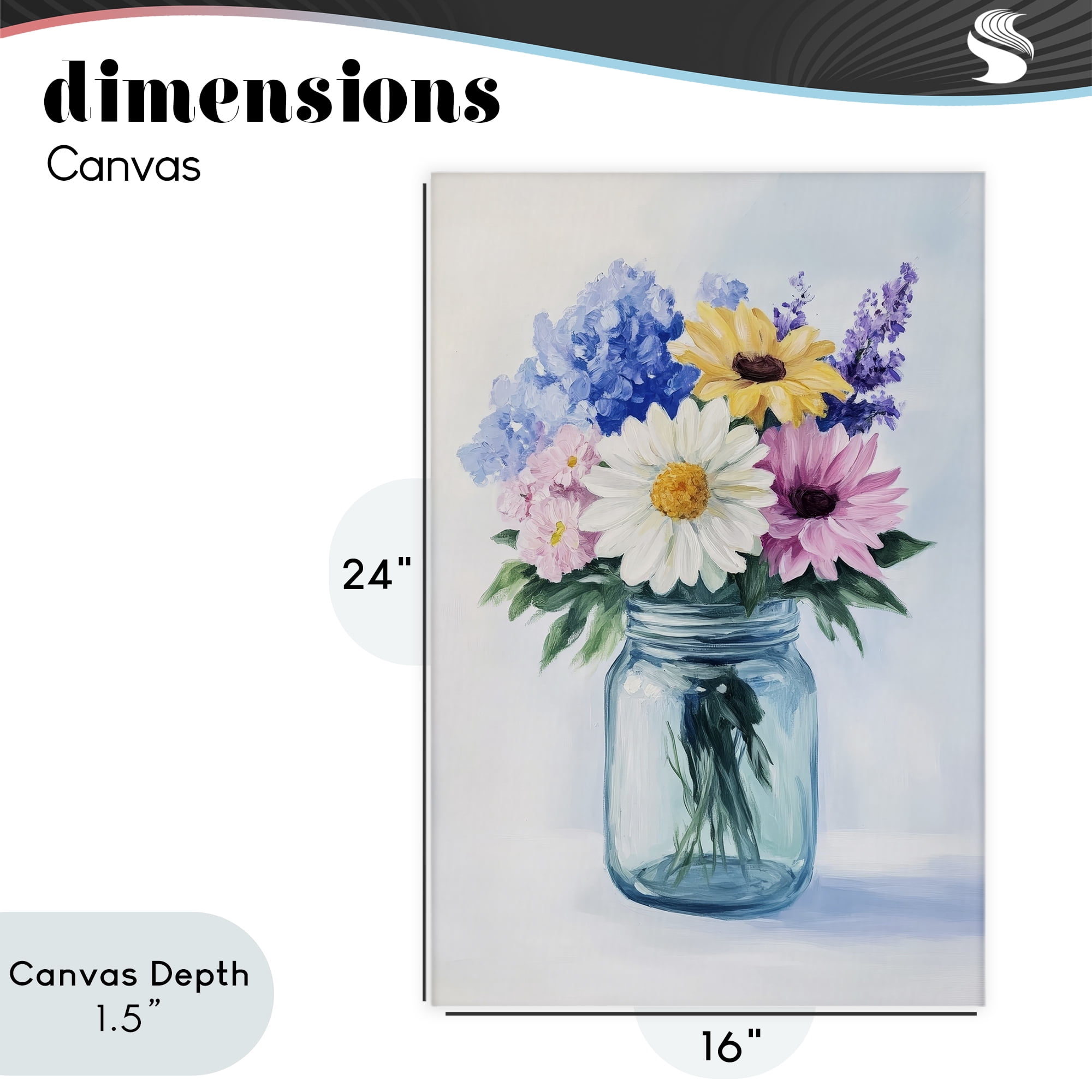Stupell Industries Country Jar Wildflower Bouquet Canvas Wall Art, design by Petal Prints Design