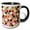 Black/White, variant on 3drose, Colorful Quatrefoil Pattern - Moroccan Lattice - Yellow Orange Red Pink Green Multicolor Clovers, 15oz Mug