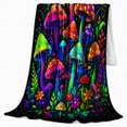 thumbnail image 2 of Surreal Glowing Neon Foliage, Mystical Celestial Scene, Warm Flannel Blanket for Sunroom and Reading Nook, Garden Lovers Housewarming Gift, Fantasy Home Decor, 2 of 9