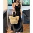 thumbnail image 2 of Straw Tote Bag for Women Summer Vacation Beach Handbags Boho Rattan Woven Shoulder Purse Zipper Closure, 2 of 8
