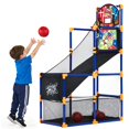thumbnail image 1 of Yeshouse juego de baloncesto arcade 2 en 1 para niños, con 4 pelotas, 6 pelotas adhesivas y diana, altura ajustable, rampa de retorno, ideal para interior y exterior, 1 of 6