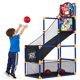 thumbnail image 1 of QinaQin Juego 2 en 1 de basquetbol arcade infantil con 4 pelotas y 6 pelotas con velcro, aro ajustable con retorno de balón, ideal para interior y exterior, 1 of 6