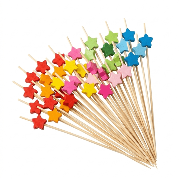 300 Counts Valentines Multicolors Heart Cocktail Picks Wooden Cocktail Toothpicks Heart Bamboo Stick Fruit Forks for Valentines Wedding Baby Shower Party Decorations