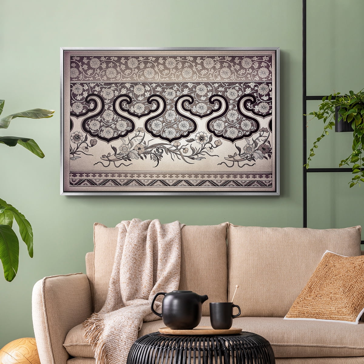 Vintage Abstract Print-XXV Framed in Silver Wood Gallery Wrapped Canvas 27 in. x 41 in.