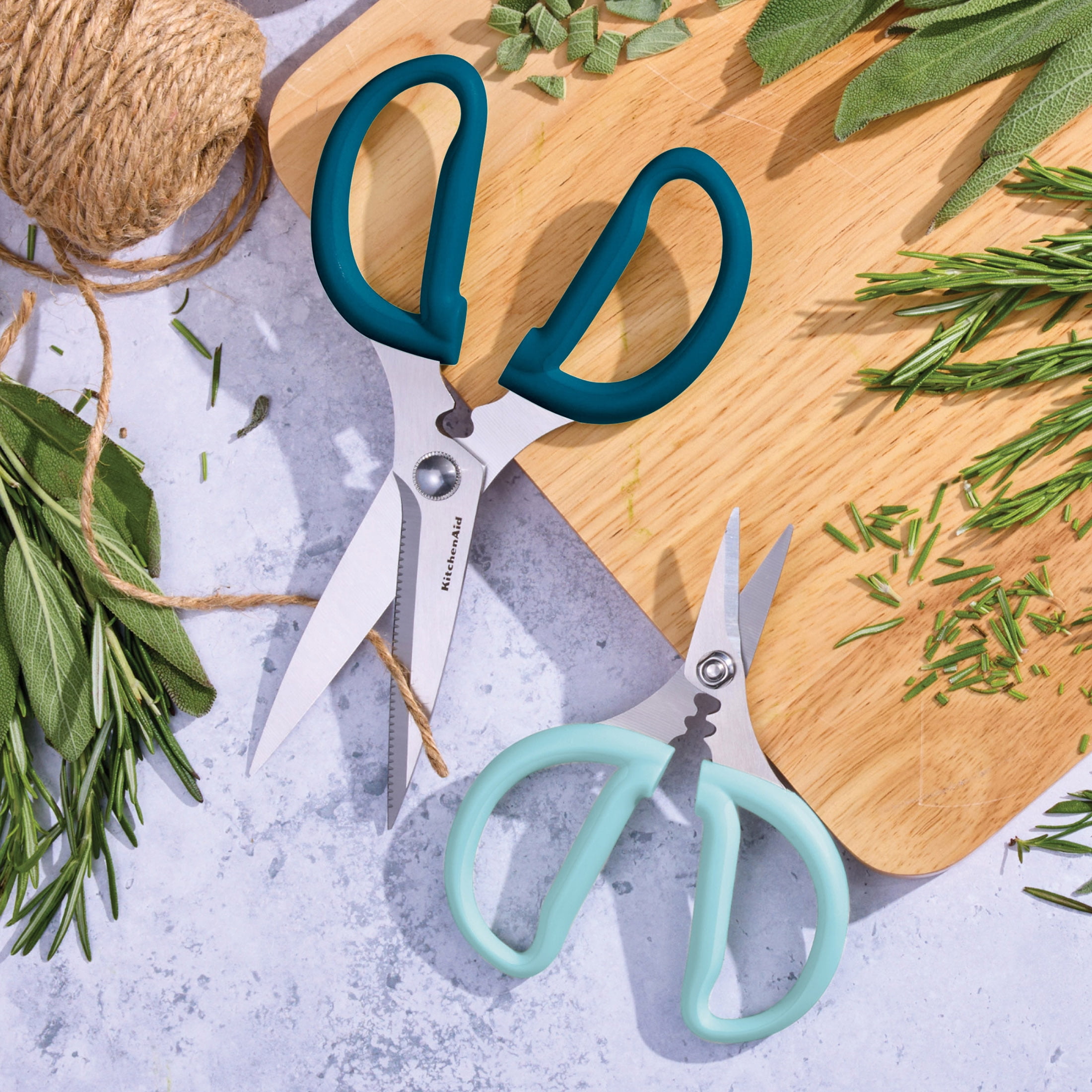 KitchenAid Japanese Steel 2-Piece Kitchen Scissors and Shears Set for Food and Herbs, Mineral Water/Agave