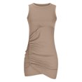 thumbnail image 4 of IROINNID Cocktail Dress for Women Evening Night Party Solid Color Sleeveless Round-Neck Pleated Dress Cocktail Dress,Khaki, 4 of 6