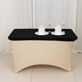 thumbnail image 3 of Balsa Circle 4 feet Black Fitted Spandex Rectangular Table Top Cover Wedding Catering Home Dining Party, 3 of 8
