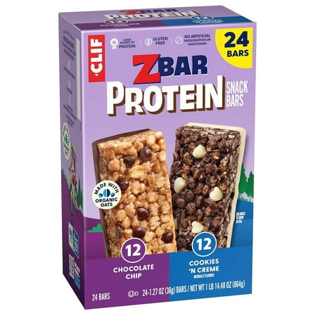 CLIF Z Bar Protein Gluten Free Bar, Variety Pack, 1.27 Ounce (Pack of 24)