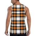 thumbnail image 3 of Xecao Orange Plaid Men's Tank Top Workout Quick Dry Sleeveless Gym Jogging Muscle Shirts Summer Swim Beach Tops, 3 of 9