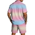 thumbnail image 6 of Hearthz Men's 2 Pieces Outfits Gradient Print Short Sleeve Button Down Shirt and Beach Shorts Set Summer Tracksuit with Pockets, 6 of 6
