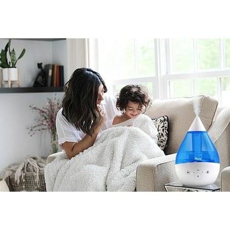 CRANE - 1 Gal. Drop Cool Mist Humidifier with Sound Machine - Blue/White