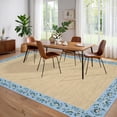 thumbnail image 3 of FairOnly 8'x10'Modern Solid Color Area Rug with Decorative Flower Frame Machine Washable Low Pile Stain Resistant Rug for Living Room Bedroom Dining Area,Light Blue, 3 of 6