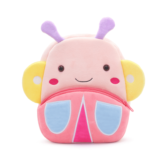 Lomyolo Cute Plush Animal Girls & Boys Backpack for Kids 2-6 Years - Adjustable Soft Cartoon Mini Travel Backpack for Baby Girl Boy, Machine Washable - Cute Butterfly