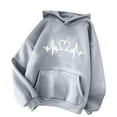 thumbnail image 5 of Hoodies Woman Clearance, Women's Hoodies Heart Print Loose Casual Long Sleeve Sweatshirt Tops, 5 of 6