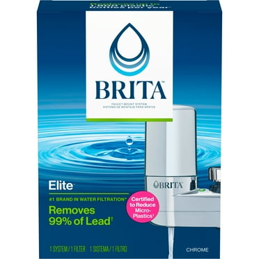 Brita Elite Water Faucet Filtration Mount System, Fits Standard Faucets, Chrome, Includes 1 Filter