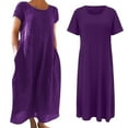 thumbnail image 4 of WILLBEST Vêtements d'Assemblage pour Femmes Robe Décontractée Unie à Manches Courtes Col Rond Ample avec Poches, 4 of 4