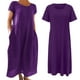 thumbnail image 3 of Gibobby Vestidos Casuales para Mujer Vestido informal de manga corta con cuello redondo y bolsillos sueltos de color liso para mujer(Morado,5XL), 3 of 5
