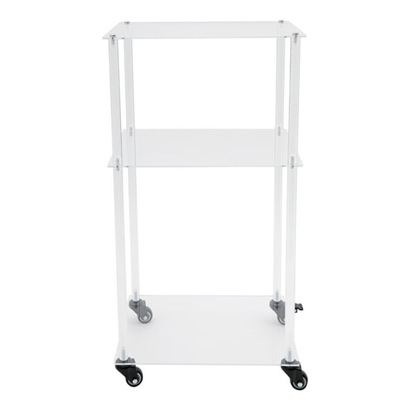 Clear Acrylic Printer Stand with 3 Tiers, 4 Wheels (1 with Brake), Raised Design for Moisture Protection, Easy to Assemble and Clean